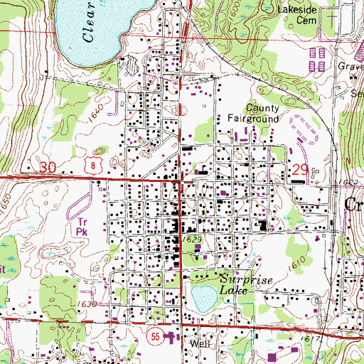 Topographic Map of Crandon, WI