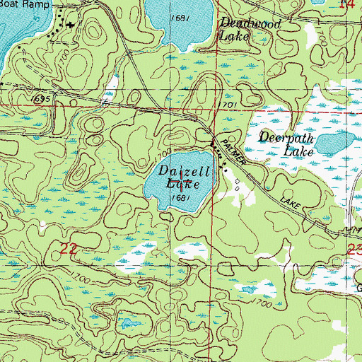 Topographic Map of Dalzell Lake, WI