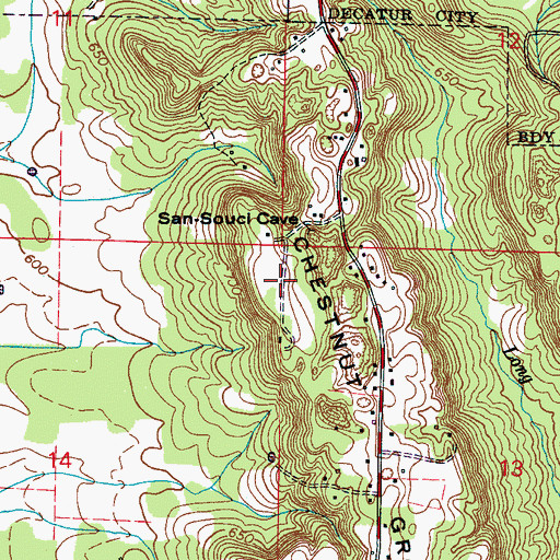 Topographic Map of Chestnut Grove Mountain, AL