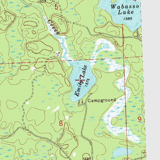 Topographic Map of Emily Lake, WI