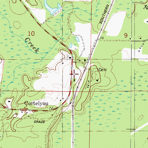 Topographic Map of Cortelyou, AL