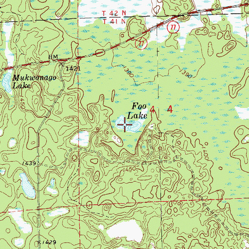 Topographic Map of Foo Lake, WI