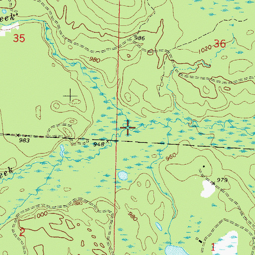 Topographic Map of Forbes Creek, WI