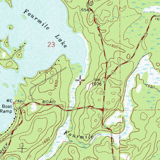 Topographic Map of Fourmile Creek, WI