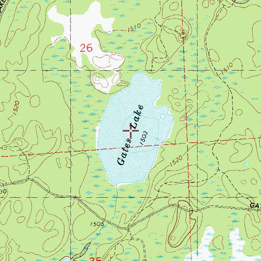 Topographic Map of Gates Lake, WI