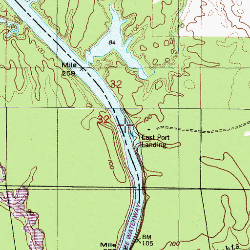 Topographic Map of East Port Landing, AL