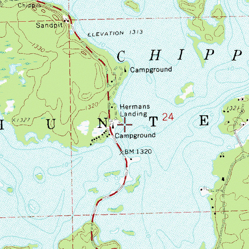Topographic Map of Hermans Landing, WI