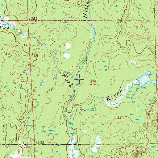 Topographic Map of Hills Mill Creek, WI