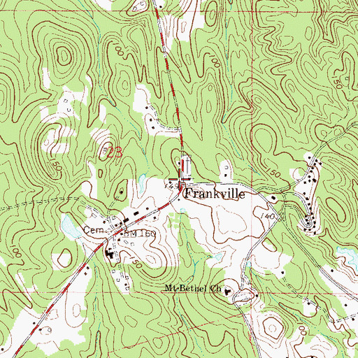 Topographic Map of Frankville, AL