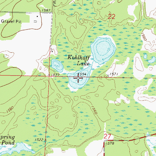 Topographic Map of Kohlhoff Lake, WI