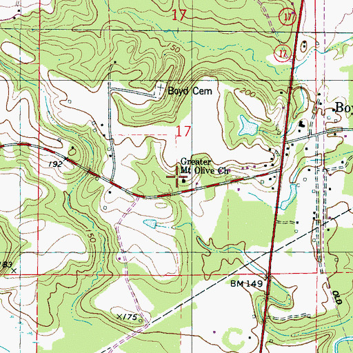Topographic Map of Greater Mount Olive Primitive Baptist Church, AL