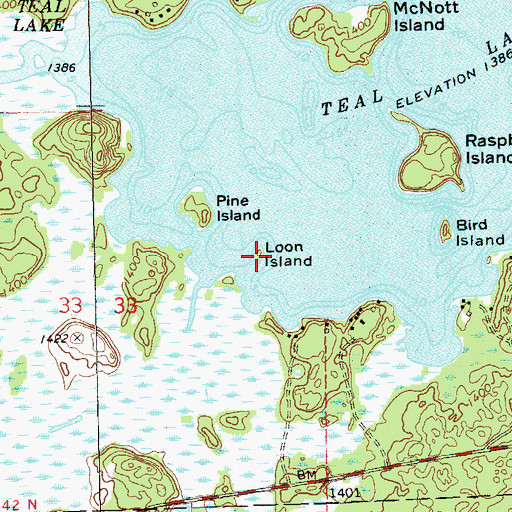 Topographic Map of Loon Island, WI
