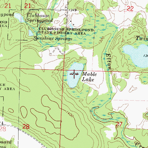 Topographic Map of Mable Lake, WI