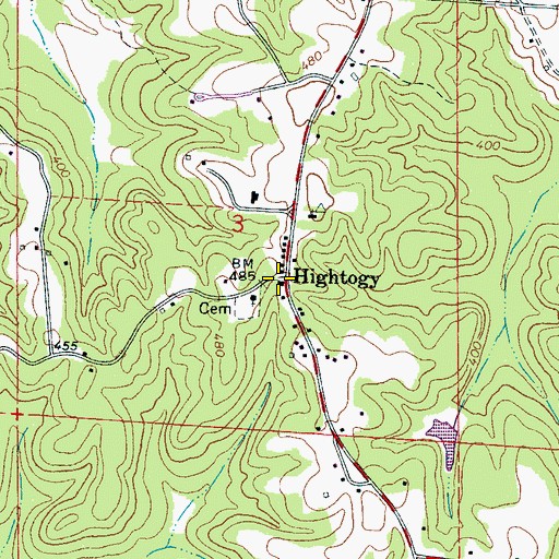 Topographic Map of Hightogy, AL
