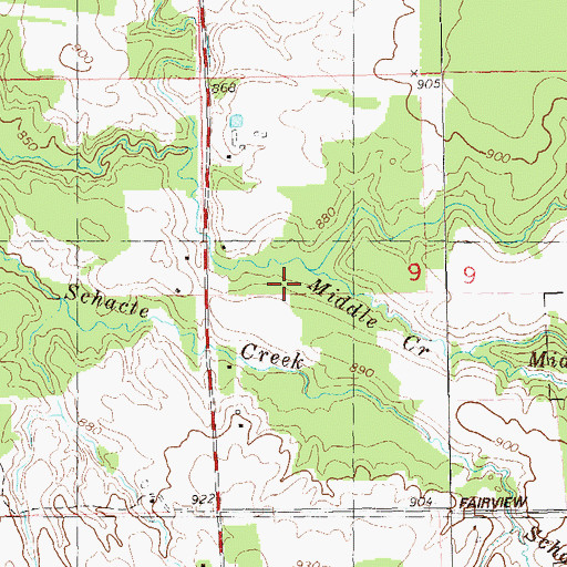 Topographic Map of Middle Creek, WI