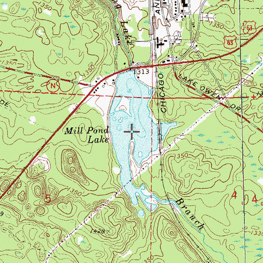 Topographic Map of Mill Pond Lake, WI