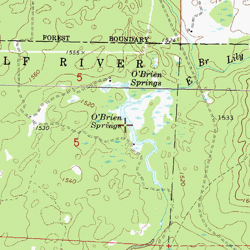 Topographic Map of O'Brien Springs, WI