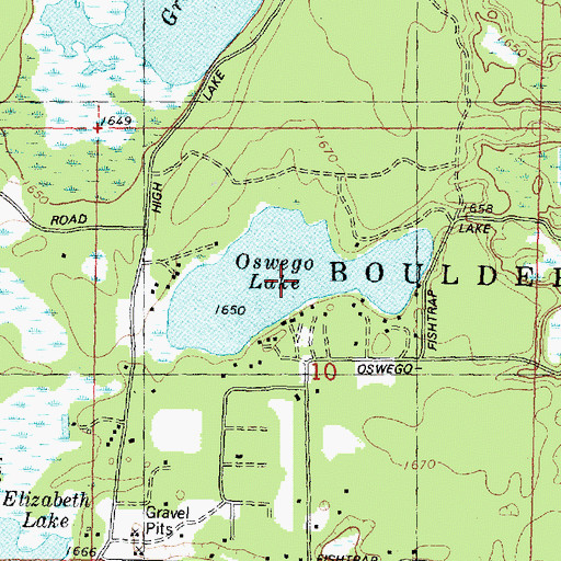 Topographic Map of Oswego Lake, WI