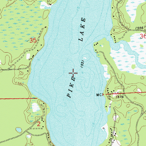 Topographic Map of Pike Lake, WI