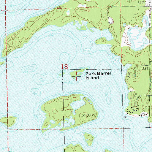 Topographic Map of Pork Barrel Island, WI