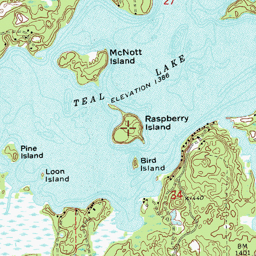 Topographic Map of Raspberry Island, WI