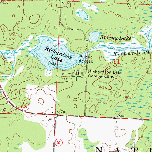 Topographic Map of Richardson Lake Campground, WI
