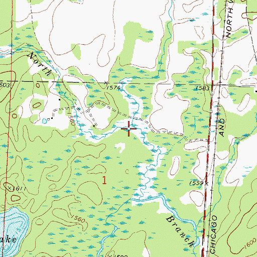 Topographic Map of Round Creek, WI