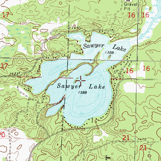 Topographic Map of Sawyer Lake, WI