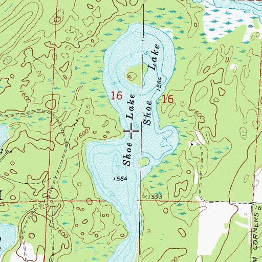 Topographic Map of Shoe Lake, WI