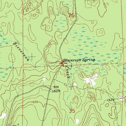 Topographic Map of Sieverson Spring, WI