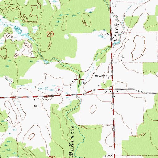 Topographic Map of Diamond Creek, WI