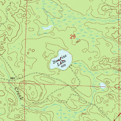 Topographic Map of Sunrise Lake, WI