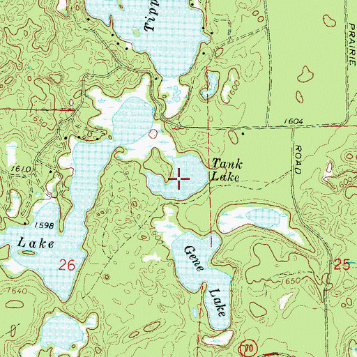 Topographic Map of Tank Lake, WI