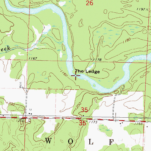 Topographic Map of The Ledge, WI
