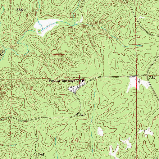 Topographic Map of Poplar Springs Baptist Church, AL