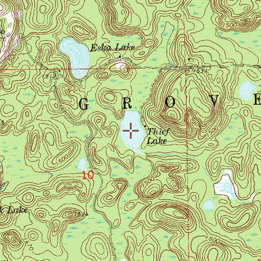 Topographic Map of Thief Lake, WI