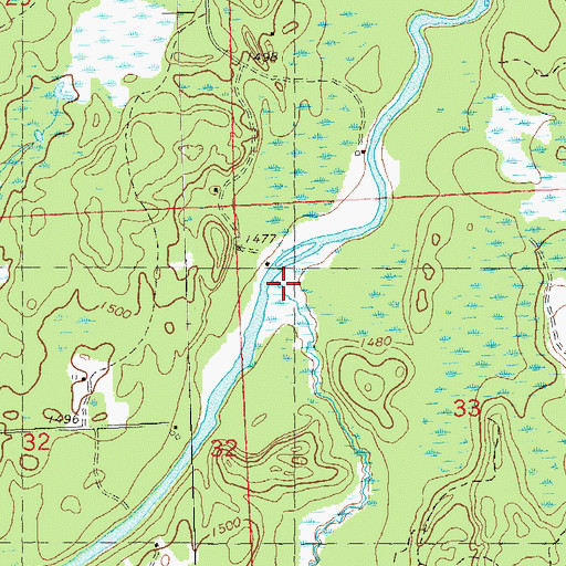 Topographic Map of Threemile Creek, WI