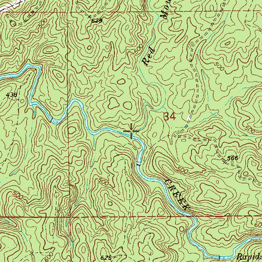 Topographic Map of Red Mouth Creek, AL