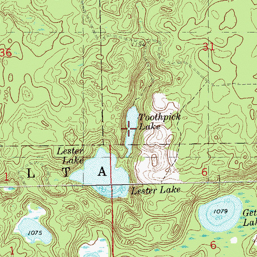 Topographic Map of Toothpick Lake, WI