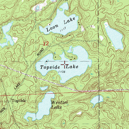 Topographic Map of Topside Lake, WI