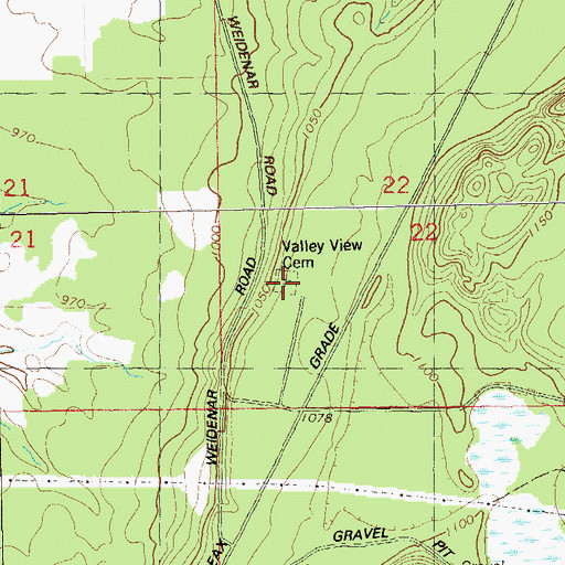 Topographic Map of Valley View Cemetery, WI