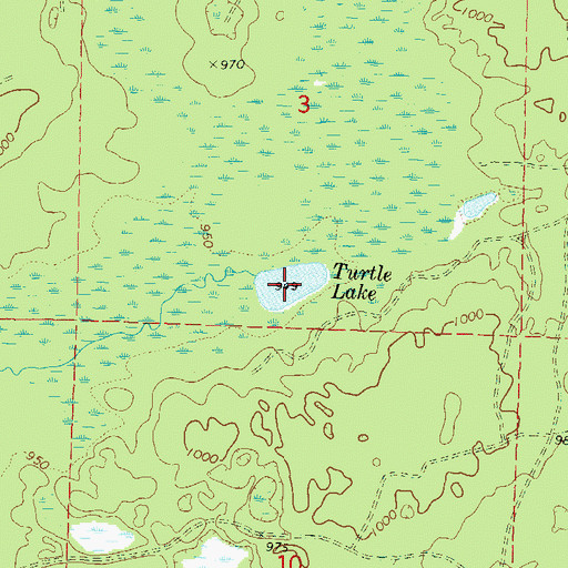 Topographic Map of Turtle Lake, WI