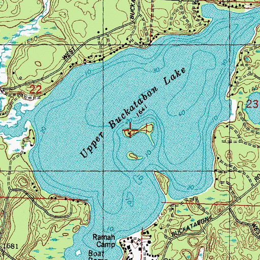 Topographic Map of Upper Buckatabon Lake, WI