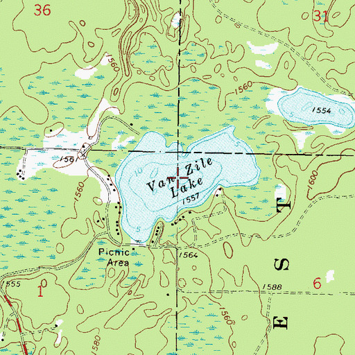 Topographic Map of Van Zile Lake, WI