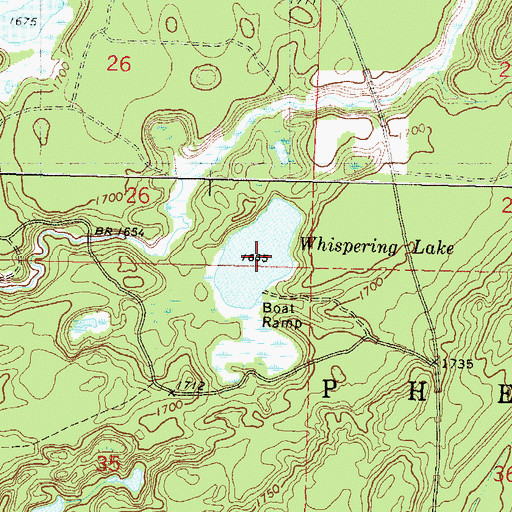 Topographic Map of Whispering Lake, WI