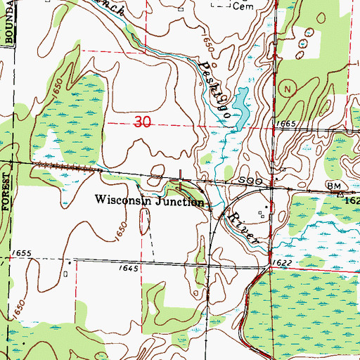 Topographic Map of Wisconsin Junction, WI