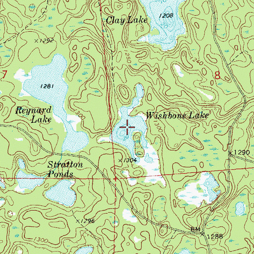 Topographic Map of Wishbone Lake, WI