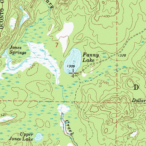 Topographic Map of Fanny Lake Walk-in Campground, WI