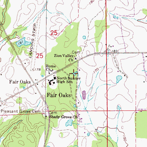 Topographic Map of Zion Valley Baptist Church, AL
