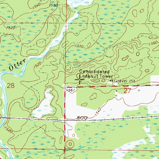 Topographic Map of Consolidated Lookout Tower, WI